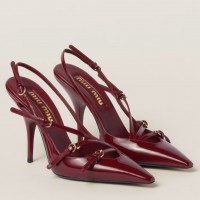 Miu Miu Slingback Pumps 105mm in Bordeaux Patent Leather with Buckles Miu Miu Slingback Pumps 105mm in Bordeaux Patent Leather with Buckles