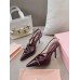 Miu Miu Slingback Pumps 105mm in Bordeaux Patent Leather with Buckles