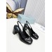 Prada Slingbacks Pumps 75mm In Black Patent Leather