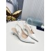 Prada Slingbacks Pumps 45mm In White Patent Leather