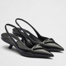 Prada Slingback Pumps in Black Padded Leather Prada Slingback Pumps in Black Padded Leather