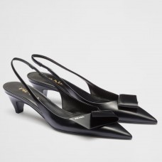 Prada Slingback Pumps 45mm in Black Brushed Leather Prada Slingback Pumps 45mm in Black Brushed Leather