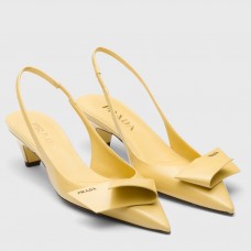 Prada Slingback Pumps 45mm in Yellow Brushed Leather Prada Slingback Pumps 45mm in Yellow Brushed Leather