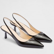 Prada Slingback Pumps 55mm in Black Patent Leather Prada Slingback Pumps 55mm in Black Patent Leather
