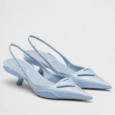 Prada Slingback Pumps In Light Blue Brushed Leather Prada Slingback Pumps In Light Blue Brushed Leather