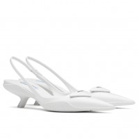 Prada Slingback Pumps In White Brushed Leather Prada Slingback Pumps In White Brushed Leather
