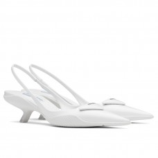 Prada Slingback Pumps In White Brushed Leather Prada Slingback Pumps In White Brushed Leather