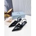 Prada Slingback Pumps 55MM In Black Brushed Leather Prada Slingback Pumps 55MM In Black Brushed Leather
