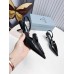 Prada Slingback Pumps 55MM In Black Brushed Leather Prada Slingback Pumps 55MM In Black Brushed Leather