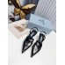 Prada Slingback Pumps 55MM In Black Brushed Leather Prada Slingback Pumps 55MM In Black Brushed Leather