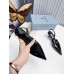 Prada Slingback Pumps 55MM In Black Brushed Leather Prada Slingback Pumps 55MM In Black Brushed Leather