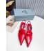 Prada Slingback Pumps 55MM In Red Brushed Leather Prada Slingback Pumps 55MM In Red Brushed Leather