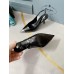 Prada Slingback Pumps 75MM In Black Brushed Leather Prada Slingback Pumps 75MM In Black Brushed Leather