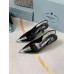 Prada Slingback Pumps 75MM In Black Brushed Leather Prada Slingback Pumps 75MM In Black Brushed Leather