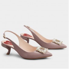 Roger Vivier Virgule Strass Buckle Slingback Pumps in Violet Patent Leather Roger Vivier Virgule Strass Buckle Slingback Pumps in Violet Patent Leather
