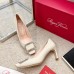 Roger Vivier Trompette Crystal Buckle Pumps in Off White Leather