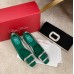 Roger Vivier Trompette Crystal Buckle Pumps in Green Satin Roger Vivier Trompette Crystal Buckle Pumps in Green Satin