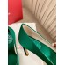 Roger Vivier Trompette Crystal Buckle Pumps in Green Satin Roger Vivier Trompette Crystal Buckle Pumps in Green Satin