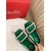 Roger Vivier Trompette Crystal Buckle Pumps in Green Satin Roger Vivier Trompette Crystal Buckle Pumps in Green Satin