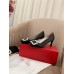 Roger Vivier Trompette Crystal Buckle Pumps in Black Satin