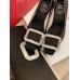 Roger Vivier Trompette Crystal Buckle Pumps in Black Satin