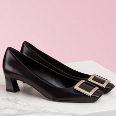 Roger Vivier Belle Vivier 45mm Pumps In Black Calfskin Roger Vivier Belle Vivier 45mm Pumps In Black Calfskin