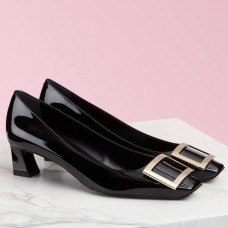 Roger Vivier Belle Vivier 45mm Pumps In Black Patent Leather Roger Vivier Belle Vivier 45mm Pumps In Black Patent Leather