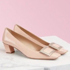 Roger Vivier Belle Vivier 45mm Pumps In Nude Patent Leather Roger Vivier Belle Vivier 45mm Pumps In Nude Patent Leather