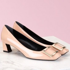 Roger Vivier Belle Vivier 45mm Pumps In Pink Patent Leather Roger Vivier Belle Vivier 45mm Pumps In Pink Patent Leather