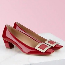 Roger Vivier Belle Vivier 45mm Pumps In Red Patent Leather Roger Vivier Belle Vivier 45mm Pumps In Red Patent Leather