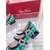 Roger Vivier Tres Vivier Strass Buckle Mini Babies Ballerinas in Green Fabric Roger Vivier Tres Vivier Strass Buckle Mini Babies Ballerinas in Green Fabric
