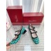 Roger Vivier Tres Vivier Strass Buckle Mini Babies Ballerinas in Green Fabric Roger Vivier Tres Vivier Strass Buckle Mini Babies Ballerinas in Green Fabric