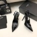 Saint Laurent Luna Slingback Pumps 105mm In Black Patent Leather Saint Laurent Luna Slingback Pumps 105mm In Black Patent Leather