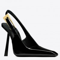 Saint Laurent Lee Slingback Pumps in Black Patent Leather Saint Laurent Lee Slingback Pumps in Black Patent Leather
