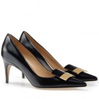 Sergio Rossi SR1 Pumps 75mm In Black Lambskin Sergio Rossi SR1 Pumps 75mm In Black Lambskin