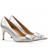 Sergio Rossi SR1 Pumps 75mm In Silver Lambskin Sergio Rossi SR1 Pumps 75mm In Silver Lambskin