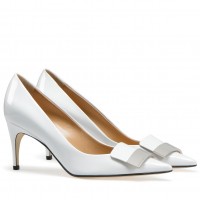 Sergio Rossi SR1 Pumps 75mm In White Patent Sergio Rossi SR1 Pumps 75mm In White Patent