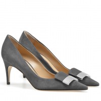 Sergio Rossi SR1 Pumps 75mm In Grey Suede Sergio Rossi SR1 Pumps 75mm In Grey Suede