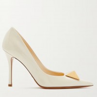 Valentino One Stud Pumps 100mm In White Patent Calfskin Valentino One Stud Pumps 100mm In White Patent Calfskin