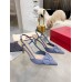 Valentino Vlogo Slingback Pumps 80mm In Blue Patent Leather Valentino Vlogo Slingback Pumps 80mm In Blue Patent Leather