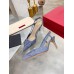 Valentino Vlogo Slingback Pumps 80mm In Blue Patent Leather Valentino Vlogo Slingback Pumps 80mm In Blue Patent Leather