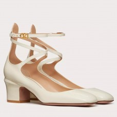 Valentino Garavani Tan-Go Pumps 60mm In White Patent Leather Valentino Garavani Tan-Go Pumps 60mm In White Patent Leather