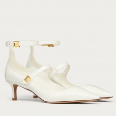 Valentino Tiptoe Pumps 50mm In White Patent Leather Valentino Tiptoe Pumps 50mm In White Patent Leather
