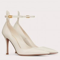 Valentino Tan-Go Pumps 100mm In White Patent Leather Valentino Tan-Go Pumps 100mm In White Patent Leather