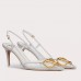 Valentino Vlogo Slingback Pumps 80mm in PVC with White Leather Valentino Vlogo Slingback Pumps 80mm in PVC with White Leather