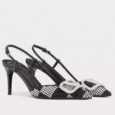 Valentino VLogo Signature Slingback Pumps 80mm with Crystal Chess Valentino VLogo Signature Slingback Pumps 80mm with Crystal Chess