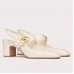 Valentino VLogo Locker Mary-Jane Slingback Pumps 60mm in White Calfskin Valentino VLogo Locker Mary-Jane Slingback Pumps 60mm in White Calfskin