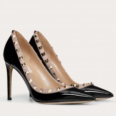 Valentino Rockstud Pumps 100mm In Black Patent Leather Valentino Rockstud Pumps 100mm In Black Patent Leather