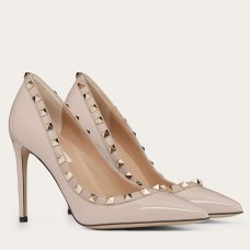 Valentino Rockstud Pumps 100mm In Poudre Patent Leather Valentino Rockstud Pumps 100mm In Poudre Patent Leather