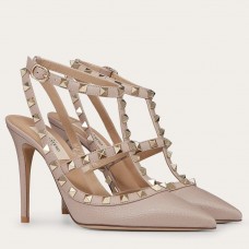 Valentino Rockstud Ankle Strap Pumps 100mm In Poudre Calfskin Valentino Rockstud Ankle Strap Pumps 100mm In Poudre Calfskin